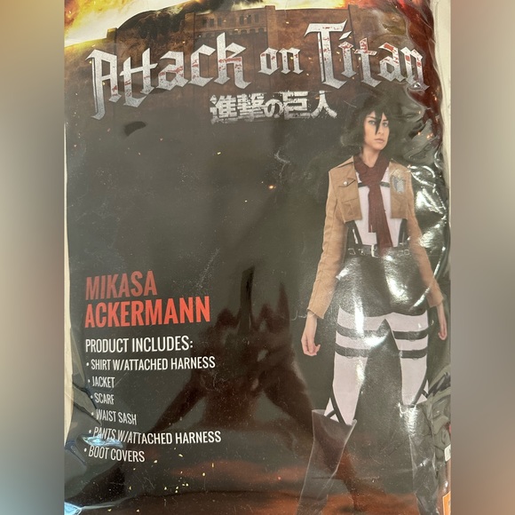 Attack On Titan Costume Halloween Cosplay Mikasa Ackerman NEW Orig Packaging - Picture 1 of 6